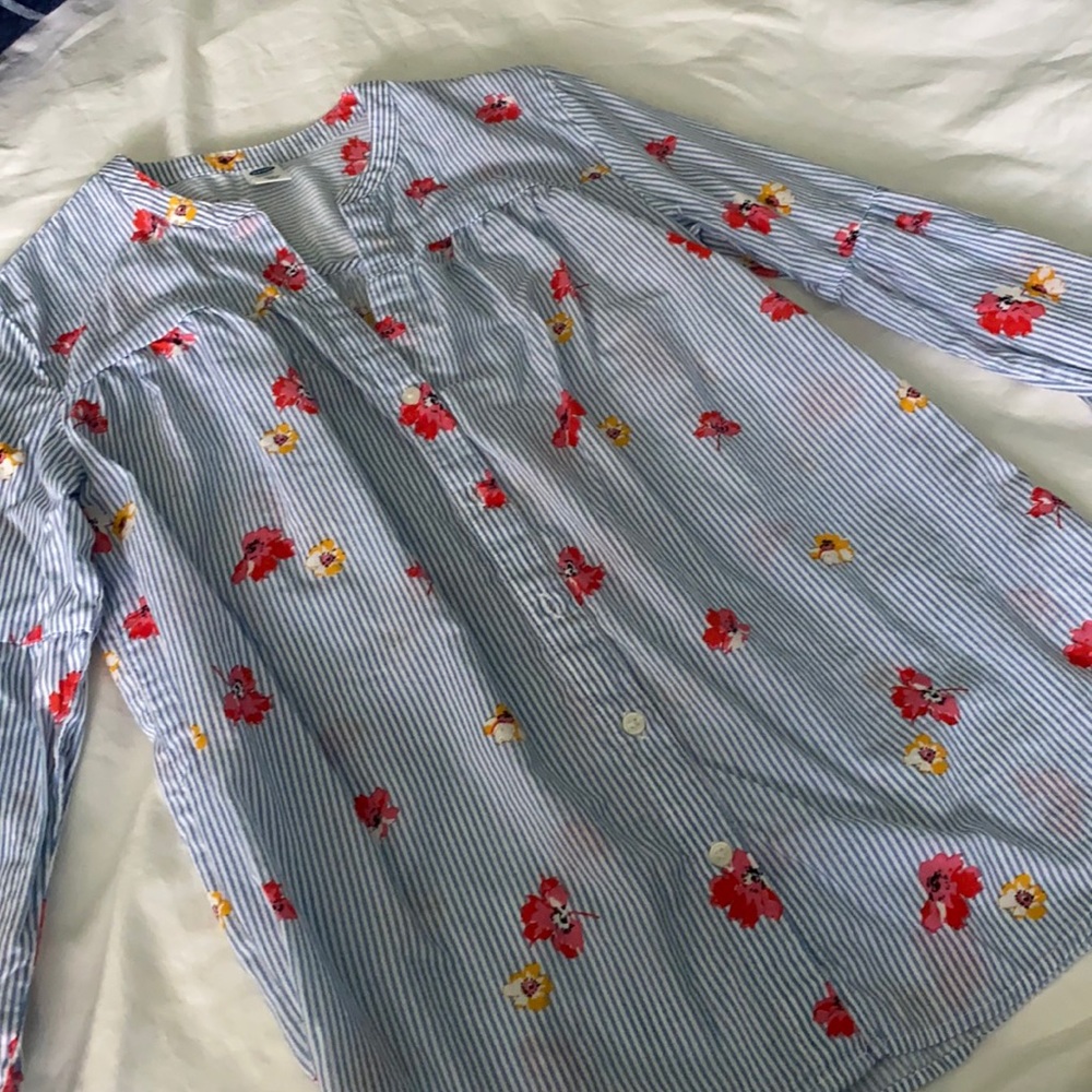 Old Navy floral and striped button down shirt